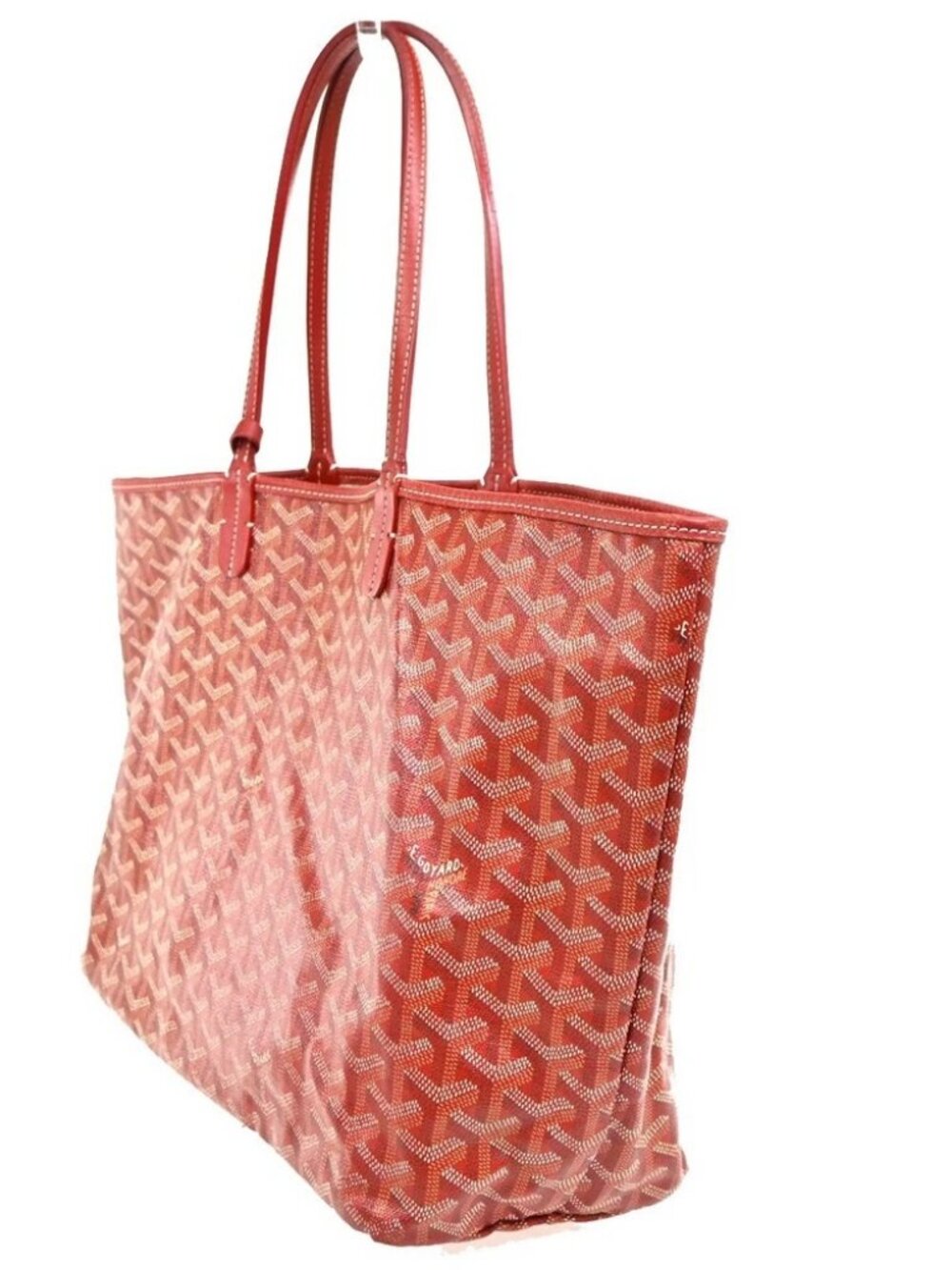 GOYARD Saint Louis PM stripe initial Tote Bag Pouch Red Canvas Leather - Picture 4 of 15